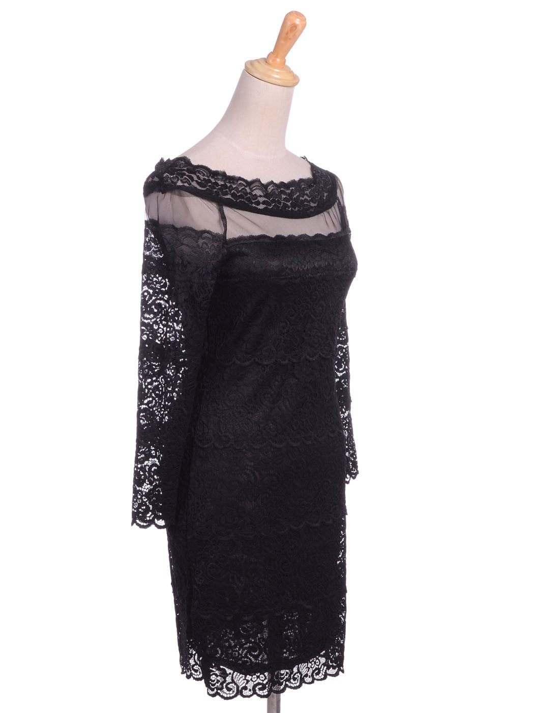 black dress with sheer overlay