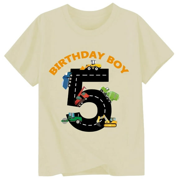 Tiijoy Toddler Boys 5Th Birthday T Shirt Letter Print Short Sleeve T-Shirt, Sizes 1-2T