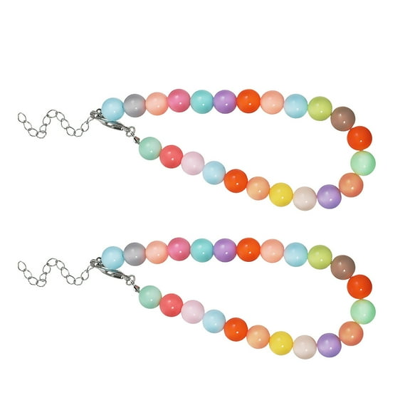 ELAYARD 2Pcs Fashionable Bead Dog Collar Necklace Adjustable Resin Pet Accessory