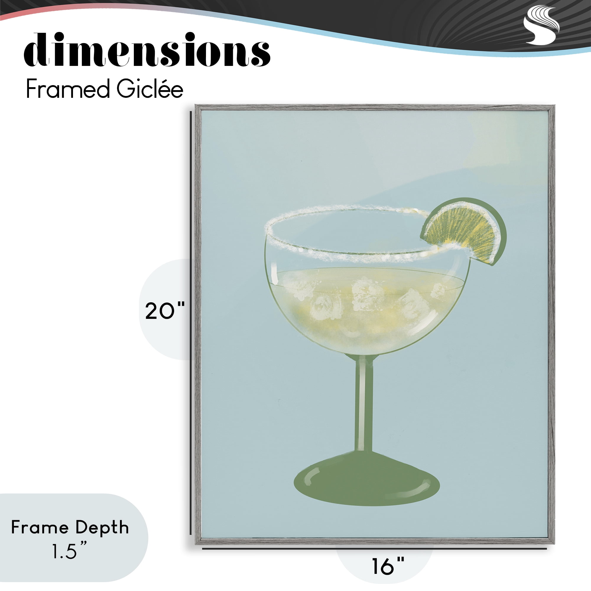 Stupell Industries Margarita Glass over Blue Gray Framed Giclee Art, design by Robin Maria
