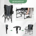 thumbnail image 2 of Kicctian 2 Pack  Folding Directors Camping Chairs with Side Table, Heavy Duty 400 lbs Capacity Portable Outdoor Lawn Chair , Cup Holder & Storage Pocket for Beach, Fishing, Picnic,Black, 2 of 6