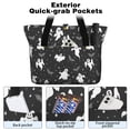 thumbnail image 2 of Tote Bag for Women - Halloween Ghost Bat Star Pattern Shoulder Bag - Large Utility Work Duffle Bag with Zipper Handbag for Travel, Work, Sprots, 2 of 5