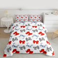 thumbnail image 2 of Homewish Red Ribbon Bowknot Full Size Comforter Sets 3-Piece for Kids Children Girls,Dreamy Princess Bedding Comforter Set,Cartoon Bow Tie Lightweight Bedding Sets,Lightweight Room Decor,Reversible, 2 of 8