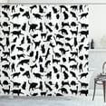 thumbnail image 1 of Ambesonne Cat Lover Shower Curtain, Silhouettes in Black, 69"Wx75"L, Black White, 1 of 3