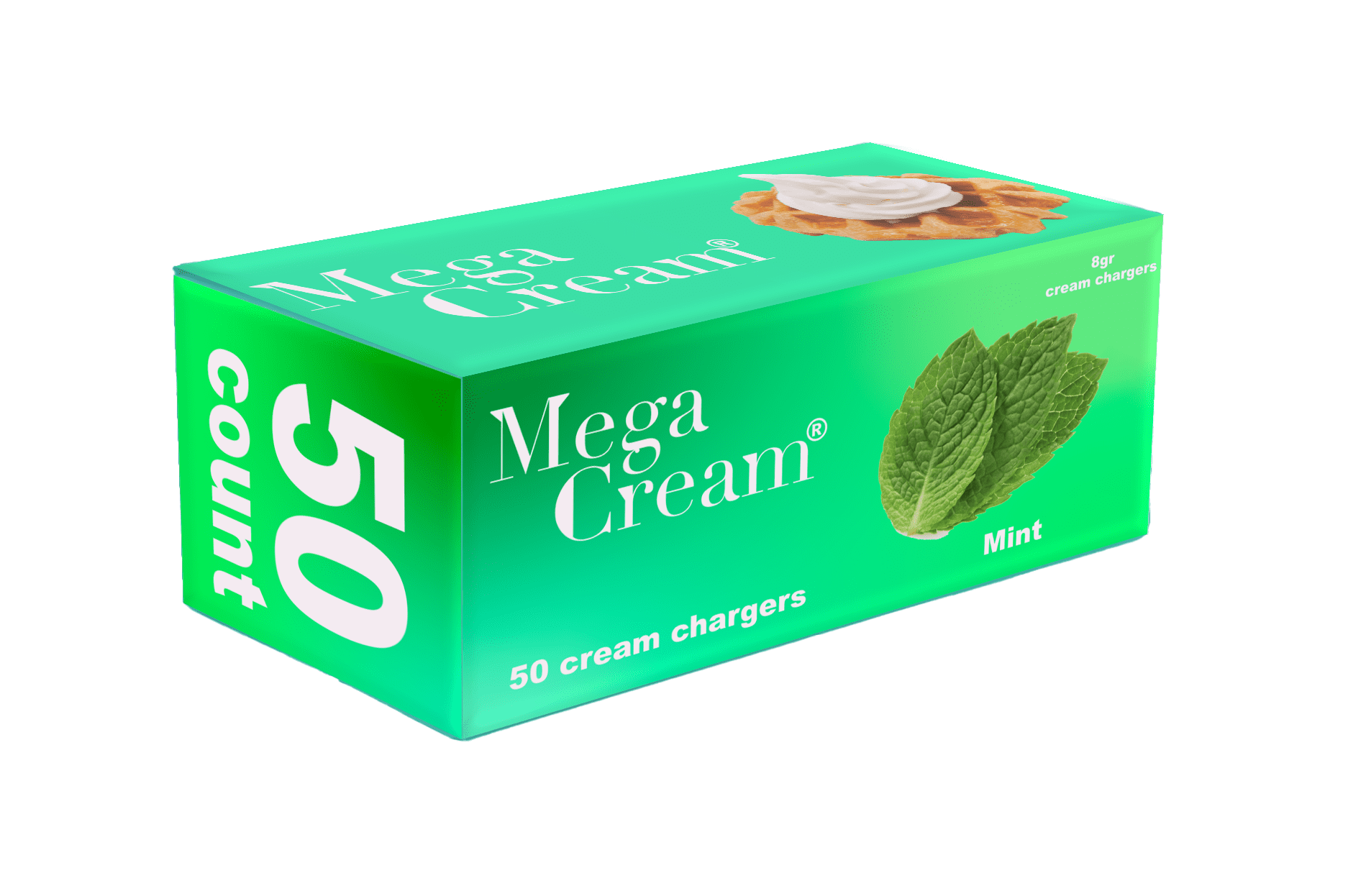 MEGA CREAM MINT Whipped Cream Chargers, 50 Cartridges.