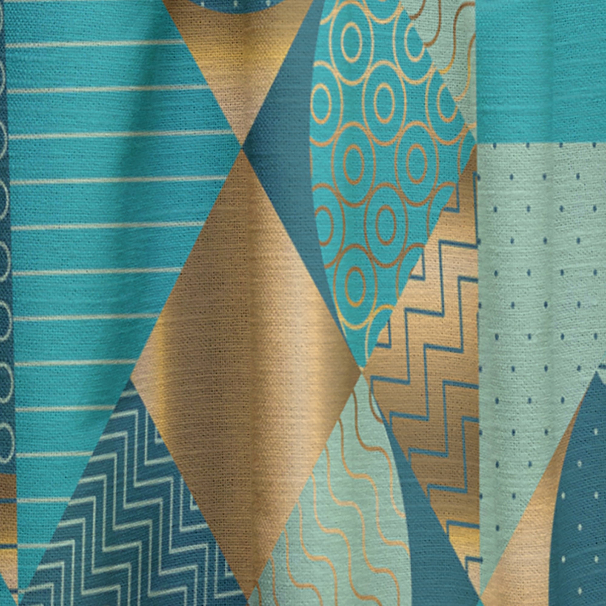 Designart 'Blue and Gold Dynamics III' Mid-Century Modern Curtain Panel