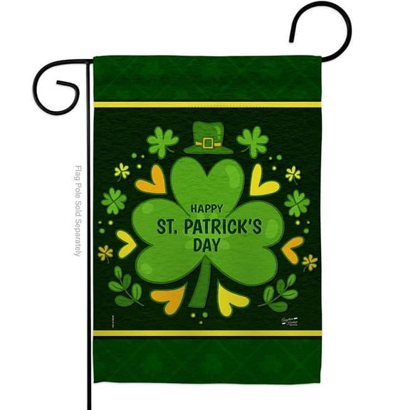 Angeleno Heritage G135404-BO 13 x 18.5 in. St. Pats Clover Garden Flag with Spring Patrick Double-Sided Decorative Vertical Flags House Decoration Banner Yard Gift