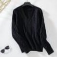 thumbnail image 1 of PEONAVET Chandail Col Roulé Femme Chandail Décontracté Col Rond Manches Longues Chandail Rayé Tricoté Blouse Ample, 1 of 3