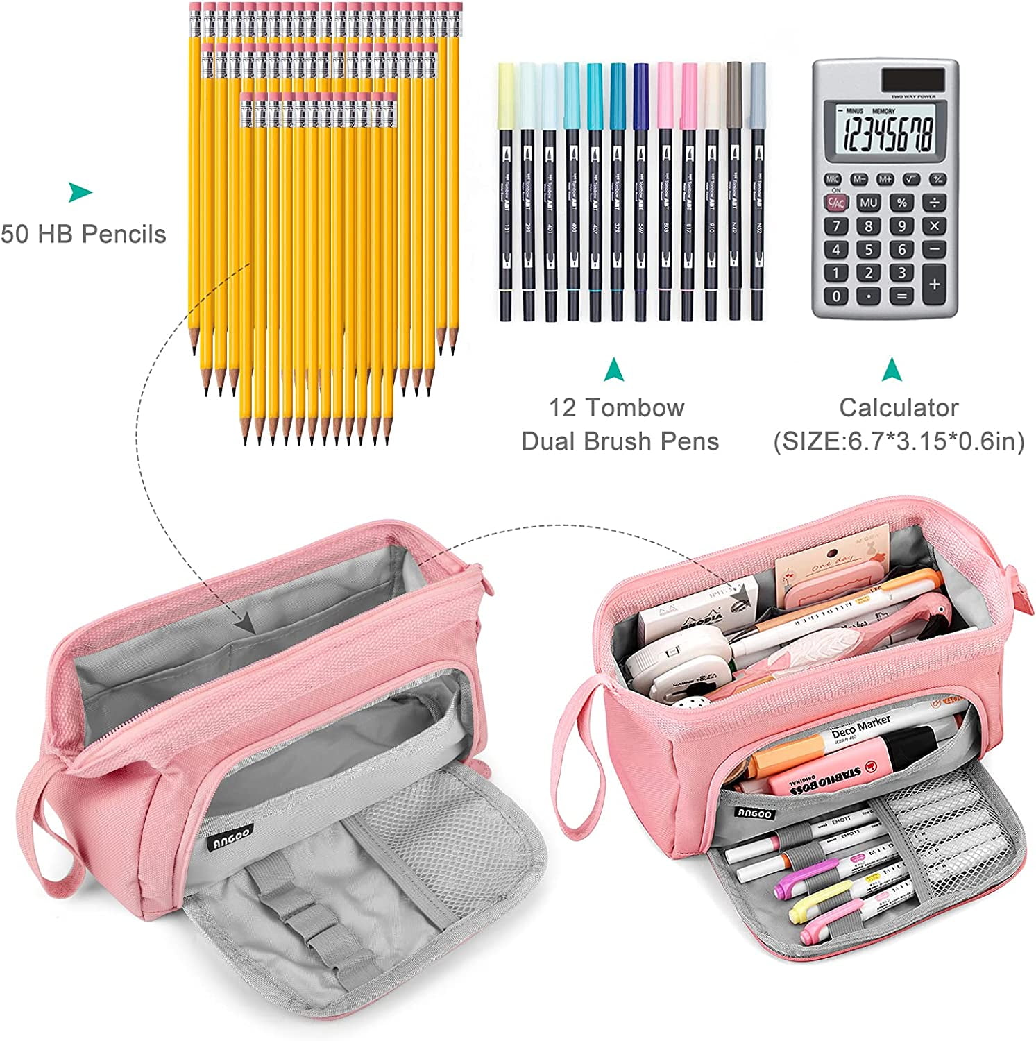 Large Pencil Cases for Girls Super Big Pencil Case Zipper Smoothy