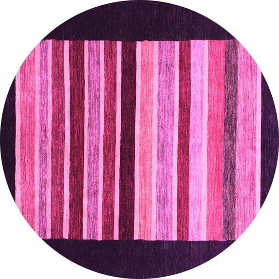 Ahgly Company Indoor Round Abstract Pink Modern Area Rugs, 8' Round