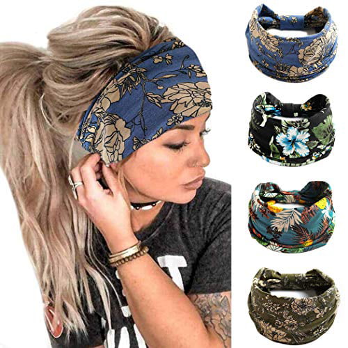 Bohemian Headband Fitness Headband Performance Fabric Boho Wide Headband Womens Headband Yoga Headband Adult Headband Blue Headband