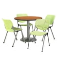 thumbnail image 2 of KFI Studios Mode Round 3' Dining Table Set, Walnut, 4 Lime Green KOOL Chairs, 2 of 5