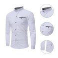 thumbnail image 5 of Simple Men Teen Casual Patchwork Plaid Camisas De Manga Larga Con Botones (Blanco / M) -211686.02 Likrtyny Caballero, 5 of 5