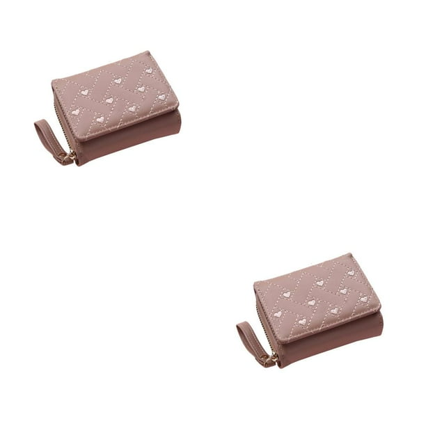 Qarigey Cartera triple para mujer, bonita cartera de lujo con varias ranuras para mujer, monedero de cuero, regalos, tarjetero plegable de color caqui Caqui 2piezas Qarigey CBP442046