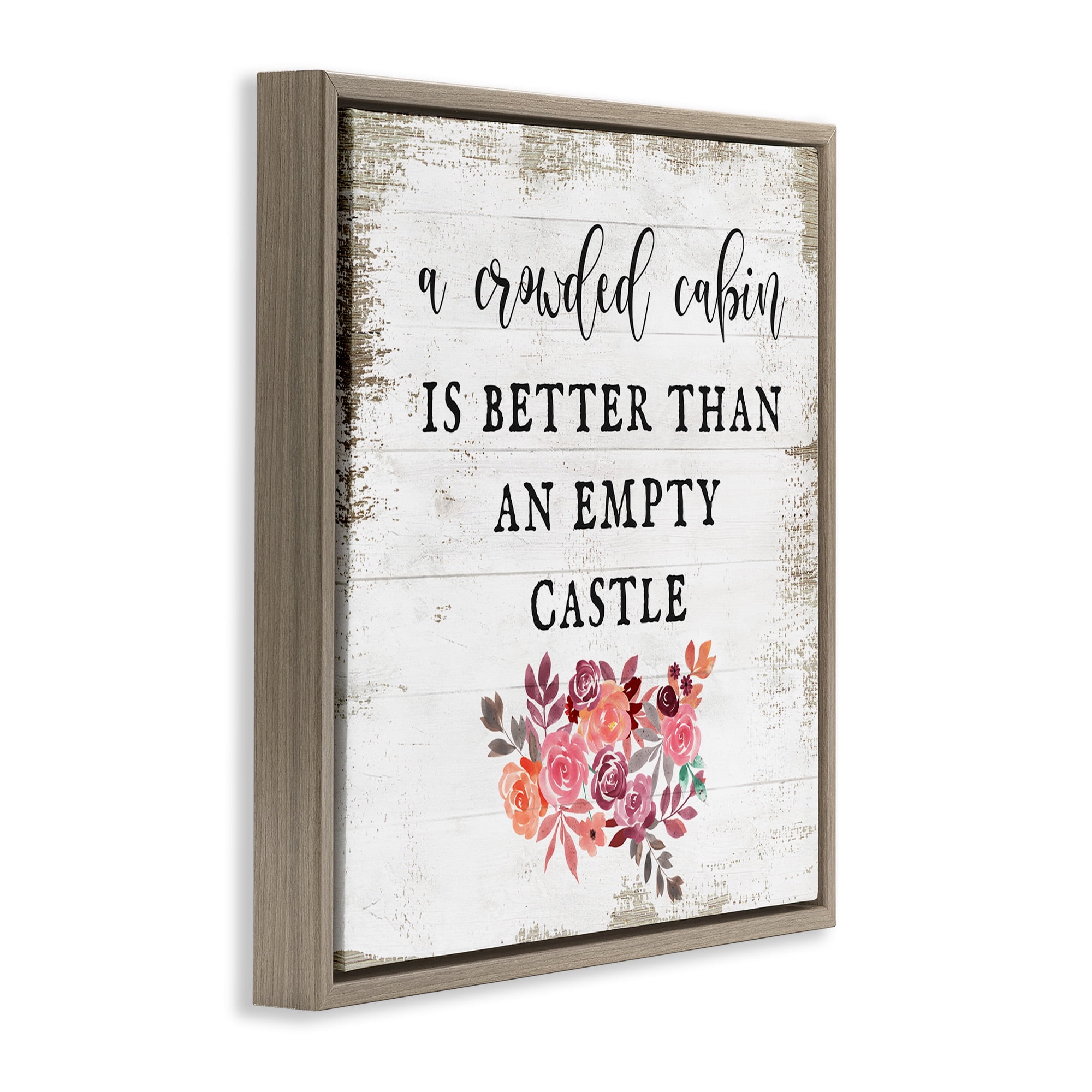 Stupell Industries Charming Cabin Rustic Phrase Typography Painting Brown Floater Framed Canvas Art Print Wall Art, 25 x 25