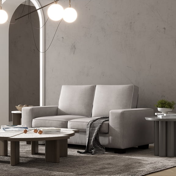 Modern Sofa 2 Seater Couch with Solid Wood Frame for Living Room Furniture Removable Back Cushion and Seat Cushion(Gary)