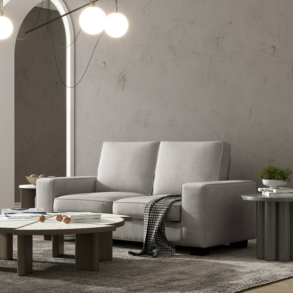 Modern Sofa 2 Seater Couch with Solid Wood Frame for Living Room Furniture Removable Back Cushion and Seat Cushion(Gary)