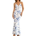 thumbnail image 1 of Vestido largo GLENGE para mujer, estampado floral, cuello en V, sin mangas, 1 of 5