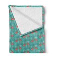 thumbnail image 2 of Flamingo Soft Flannel Fleece Throw Blanket, Tropical Birds with Hawaiian Foliage Background Summer Holiday Theme, Cozy Plush for Indoor and Outdoor Use, 50" x 60", Turquoise and Coral, by Ambesonne, 2 of 5