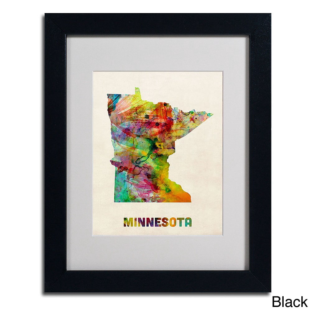 trademark global watercolor state wood framed canvas wall art