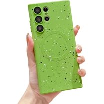 for Samsung Galaxy S22 Ultra Case Magnetic Polka Dot Art S22 Ultra Case with Camera Lens Protector Galaxy S22 Ultra Case Soft Silicone Shockproof Cute for Women 6.8” (Green)