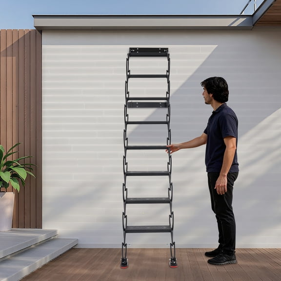 8-Step Wall Mounted Folding Ladder Telescoping Step Ladders Retractable Folding Stair 78.74in Height