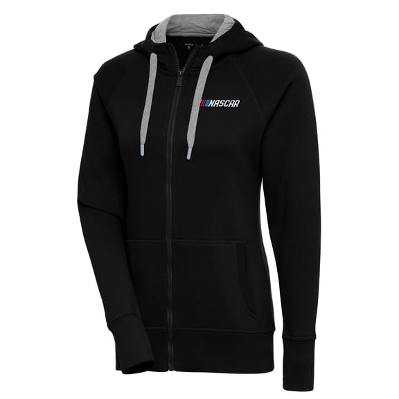 Women's Antigua Black NASCAR Victory Full-Zip Hoodie
