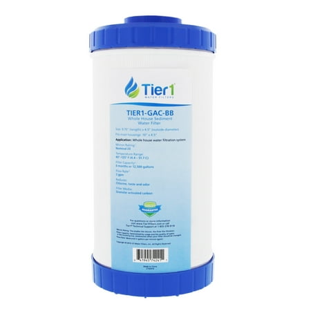

Tier1 20 Micron 10 Inch x 4.5 Inch | Whole House Granular Activated Carbon Block Water Filter Replacement Cartridge | Compatible with Pentek GAC-BB 155153-43 Home Water Filter