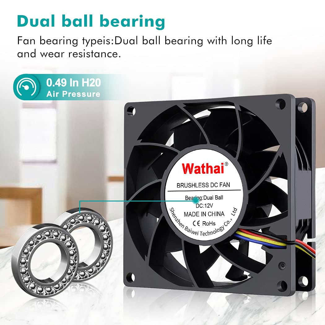 80mm x 25mm PC Computer Case Fan PWM 12V 4Pin Fan High Static Pressure for Server Box Enclosure CPU Cooler Cooling