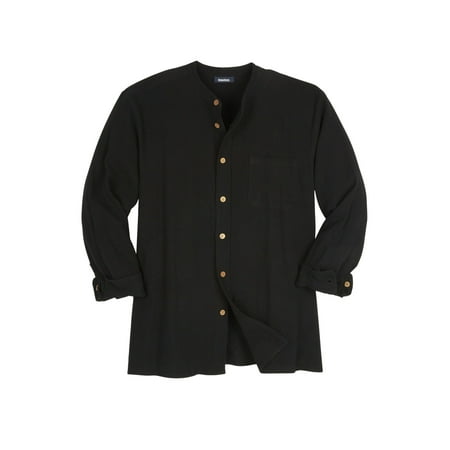 Mandarin Collar Shirt - Kingsize Men's Big & Tall Gauze Mandarin Collar Button-down Shirt