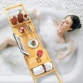 thumbnail image 3 of Bambloom Luxury Bathtub Tray,Bamboo Expandable Bath Tub Tray Table with Brush & Soap Holder,Natural, 3 of 9