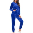 thumbnail image 5 of BLOCLOALO 2 Piece Lounge Set Long Sleeve Pullover Sweatshirts Outfits Setss Loungewear Hoodie and Joggers Sweatpants Sweatsuitss Zip Up Hoodie Women Plus Size Workout Sets Trendy Lounge Sets Blue L, 5 of 7