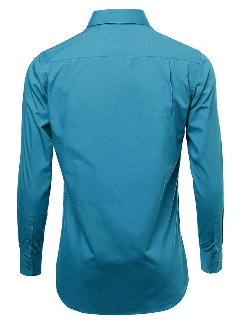 fitted lace wedding dress Men's Basic Solid Color Button Up Dress Shirt (Turquoise), Turquoise / Medium/15-15.5 Neck/34-35 Sleeve