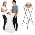 thumbnail image 6 of Porfeet 2 Set 24" High Top Cocktail Table, Folding Round Bar Height Table with Black Spandex Stretch Table Covers, Tall Bistro Table for Parties, Patio, Backyard, Dining, Wedding,White, 6 of 13