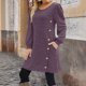 thumbnail image 1 of TaTaai Women's Long Sleeve Dress with Pockets Round Neck Button Front Casual Loose Fit A Line Midi Dress Soft Comfortable Solid Color for Spring Fall Daily Gift, 1 of 7