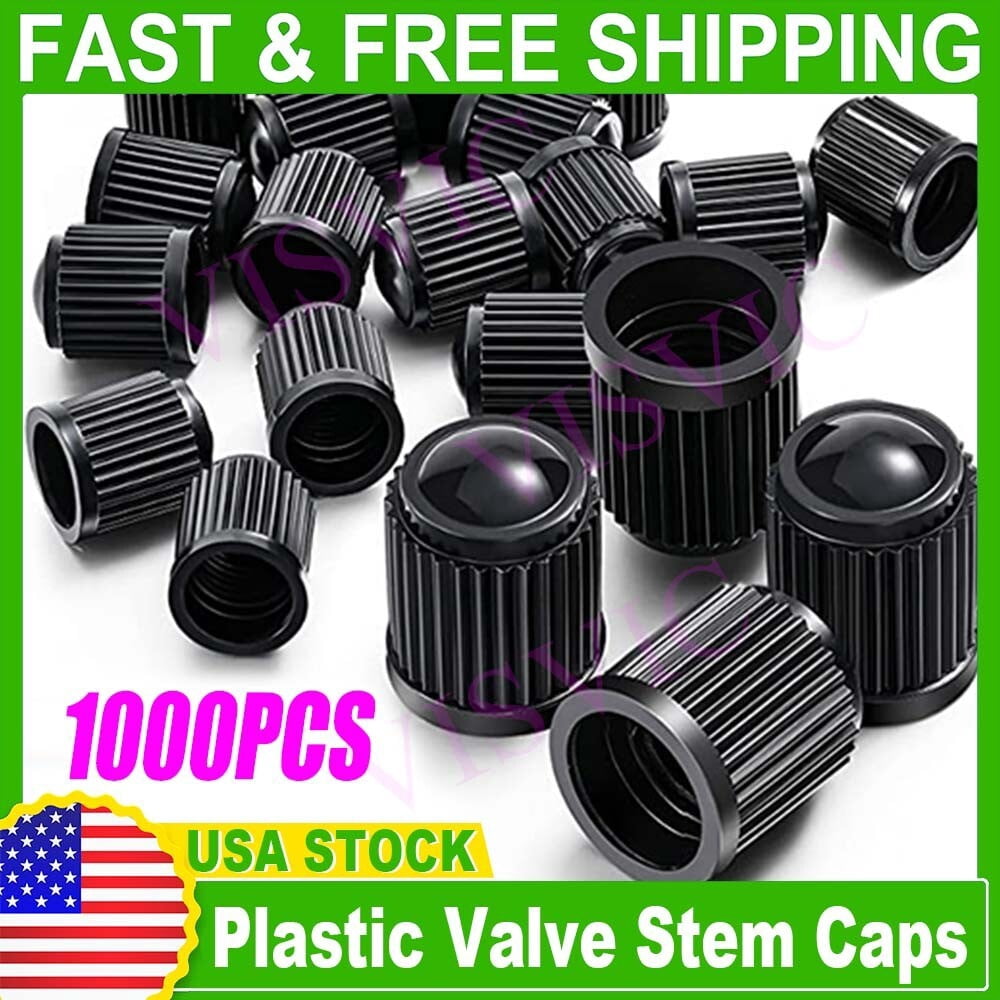 1000Pc Universal Black Plastic Tire Valve Caps Air Stem Cover for Car Motor Bike