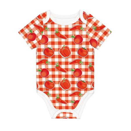 

Matuu Tomatoes And Chili for Baby Short-Sleeve Bodysuit Soft Cotton Comfortable and Breathable Perfect for Newborns and Infants