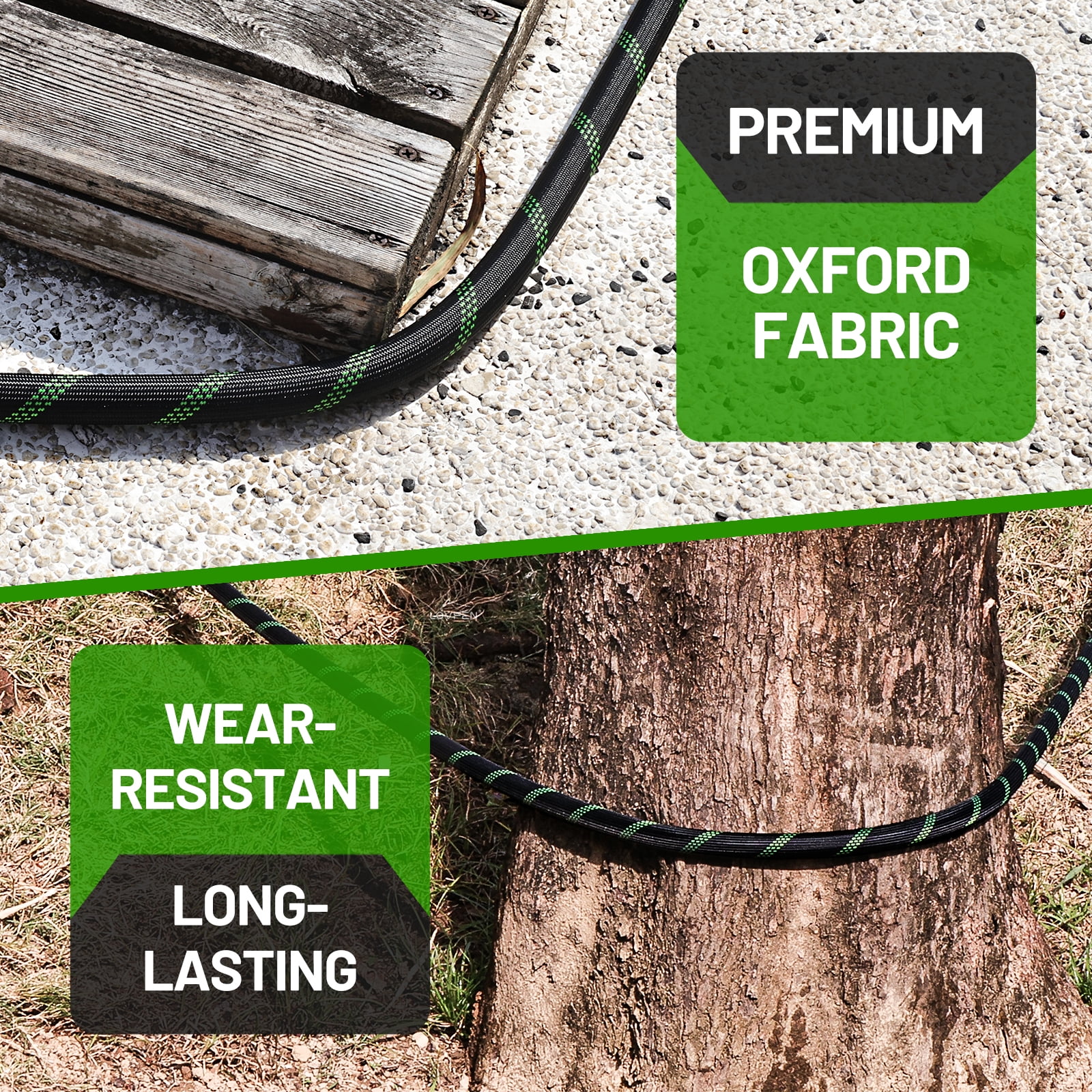 LOVFEN 150 ft Garden Hose,Non-Expanding Kink Free Flexible Water Hose with 10-Pattern Spray Nozzle, Lightweight Hose Pipe, Leak Proof, 3/4" Swivel Connectors, Super Fabric, Portable Storage Strap