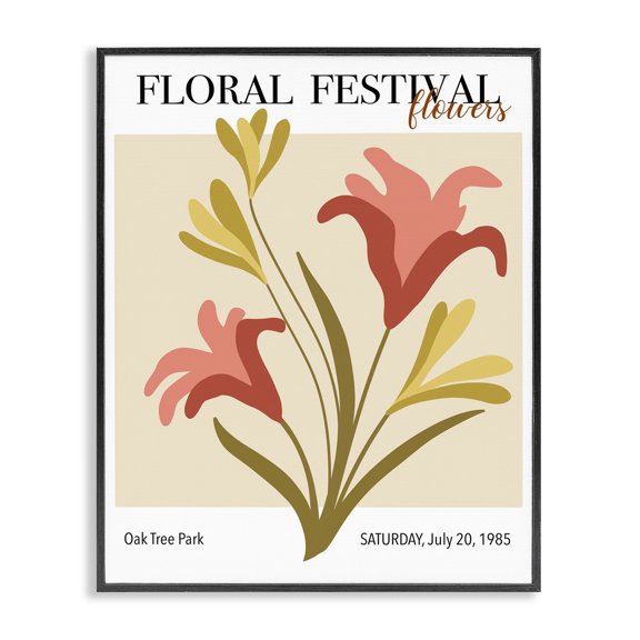 Stupell Industries Eclectic Floral Festival Abstraction Black Framed Giclee Art, 16 x 20, by Regina Moore