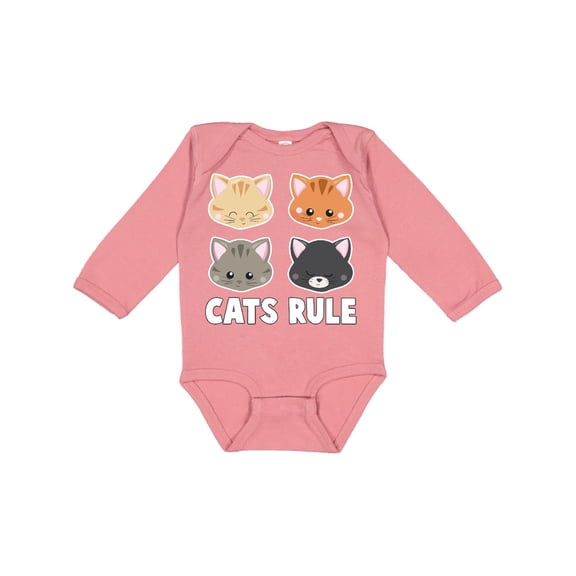 Inktastic Cats Rule with Cat Heads Boys or Girls Long Sleeve Baby Bodysuit
