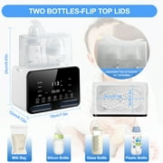 Baby Bottle Warmer, Lychee Portable Dual Bottle 9-in-1 Fast Milk Warmer & Sterilizer with LCD Display, Timer & 48H Accurate Temperature Control for Breastmilk & Formula, BPA Free