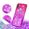 thumbnail image 3 of Case for Samsung Galaxy A11 Case with [Tempered Glass Screen Protector] SOGA Diamond Liquid Quicksand Cover Cute Girl Women Phone Case - Pink / Purple, 3 of 5