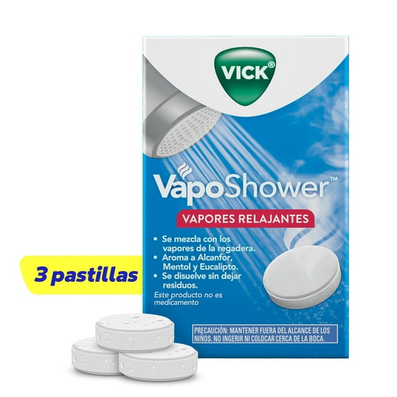 Vick VapoShower transforma tu regadera en un spa 3 pastillas