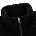 thumbnail image 6 of Aueoeo Mens Corduroy Ribbed Jacket Winter Warm Quilted Coats Stand Neck Zip Up Long Sleeve Coat Black XX-Large, 6 of 9