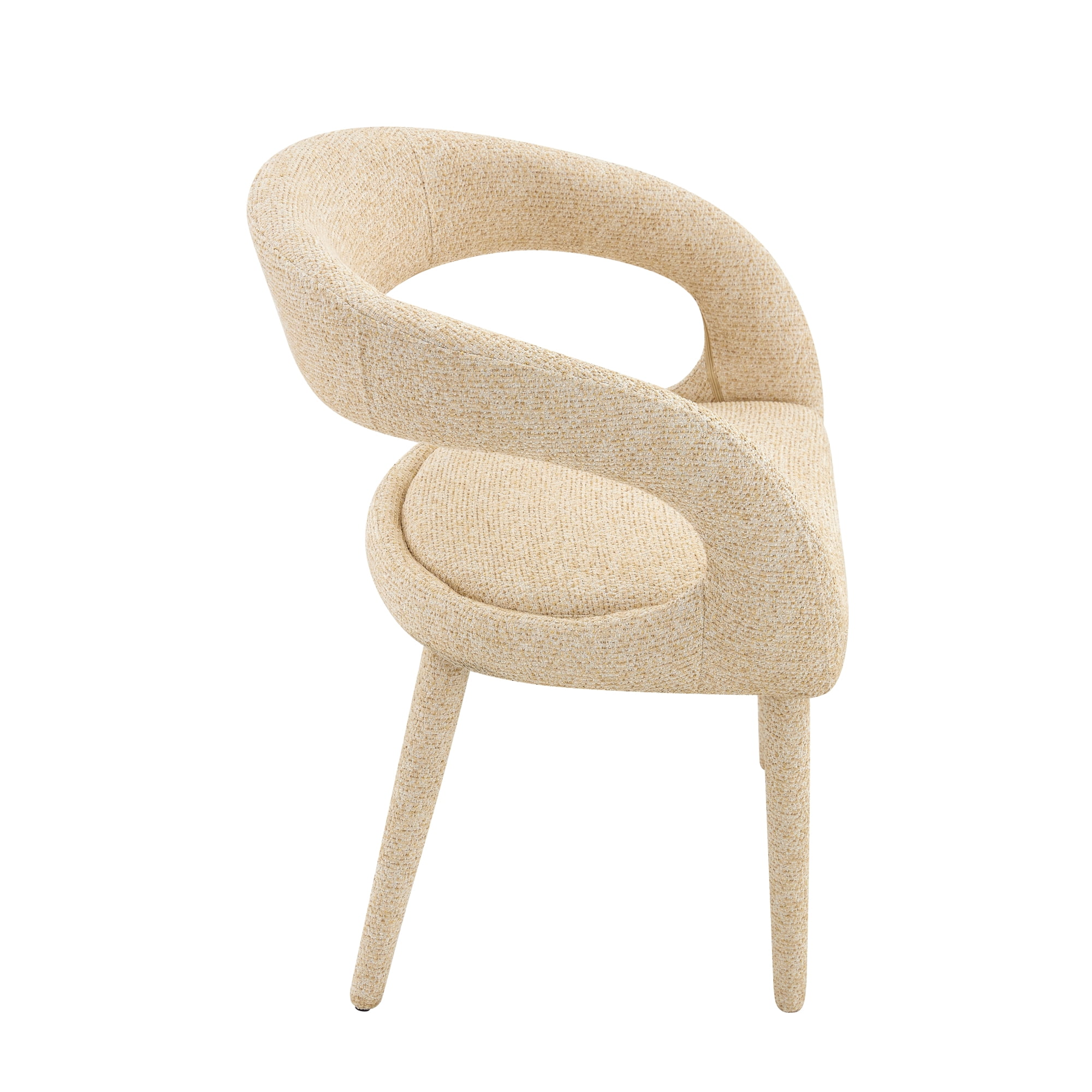 Leumius Premium Sherpa Upholstered Dining Chair with Hollow Backrest Accent Chair for Dining Room Bedroom Vanity Living Room Conference (Oatmeal, Set of 2)