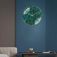 thumbnail image 3 of Reloj de pared decorativo con patrón de mármol, redondo, analógico, silencioso, sin tictac. Verde, 3 of 6