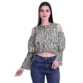 thumbnail image 1 of Moomaya Cold Shoulder Tops Shirts For Women Button Down Long Ruffle Sleeve Top, 1 of 4