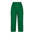 thumbnail image 6 of CheerKidz Summer Capris for Womens Solid Color Cargo Pants Women Straight High Waist Casual Pants Stretch Lightweight Yoga Gym Leggings(Green,M), 6 of 8