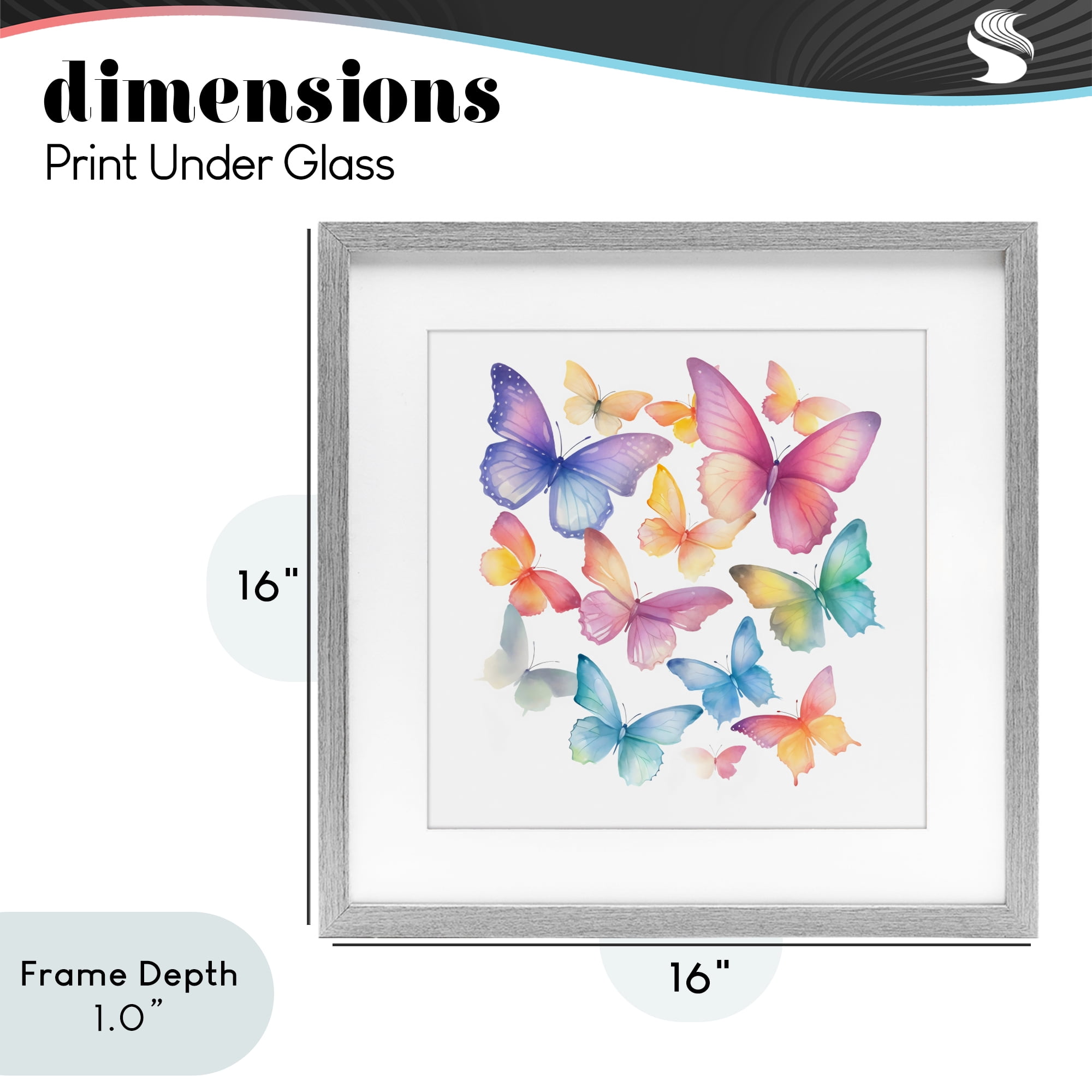 Stupell Industries Rainbow Butterflies Rabble Gray Framed Print Under Glass, design by Creative Studio