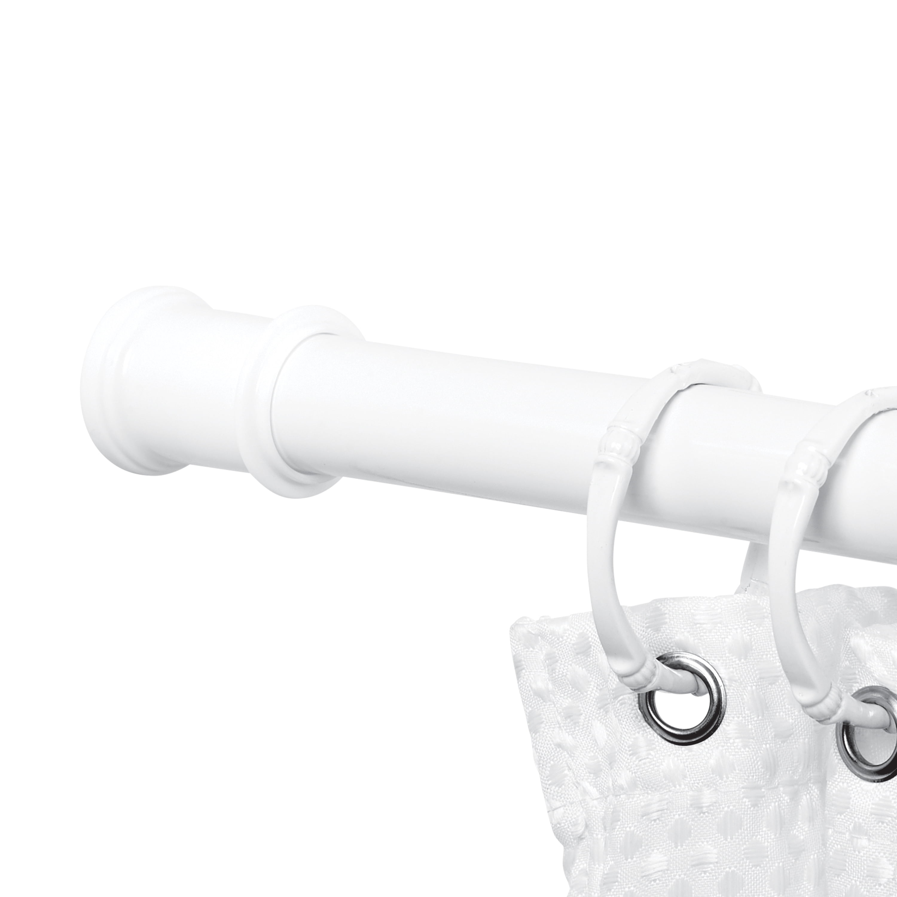 Mainstays Adjustable Tension Shower Curtain Rod, 44-72 in., No-Drill Easy Install, White